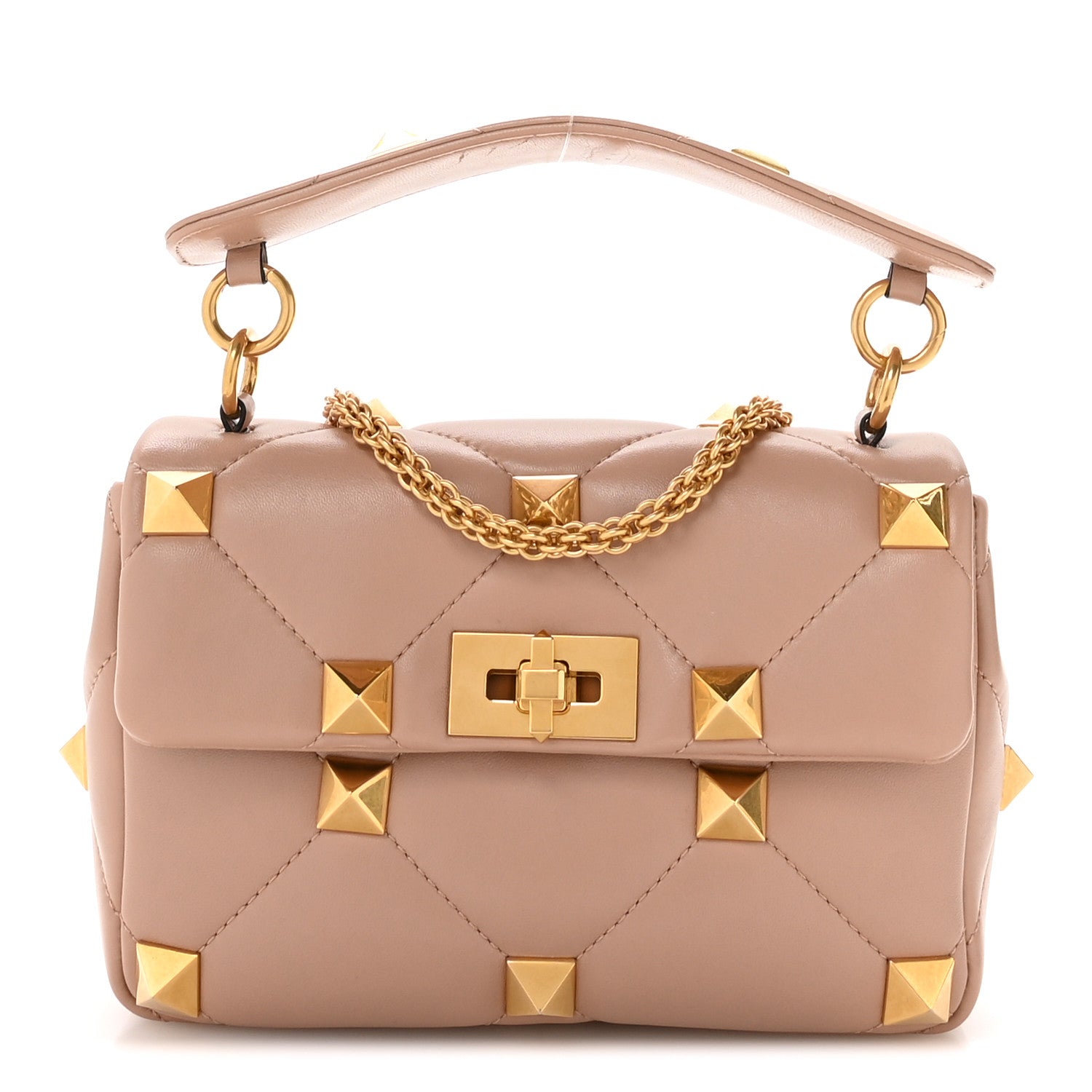 Valentino Garavani Nappa Medium Roman Stud Shoulder Bag Rose Cannelle 1 of 11