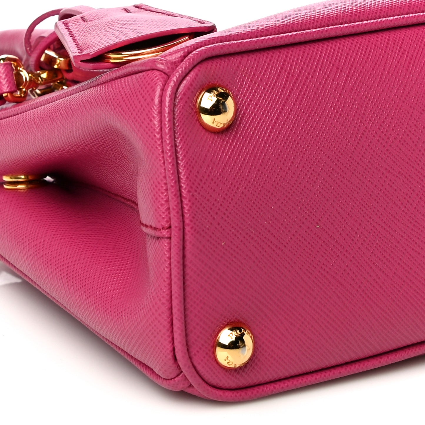 Saffiano Lux Micro Galleria Double Zip Tote Fuxia