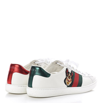 Gucci Calfskin Web Bosco Embroidered Mens Ace Sneakers 9.5 White Green 4 of 8