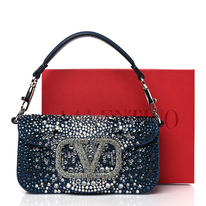 Valentino Garavani Denim Crystal Vlogo Embroidered Small Loco Shoulder Bag Montana Smoked Sapphire 9 of 9