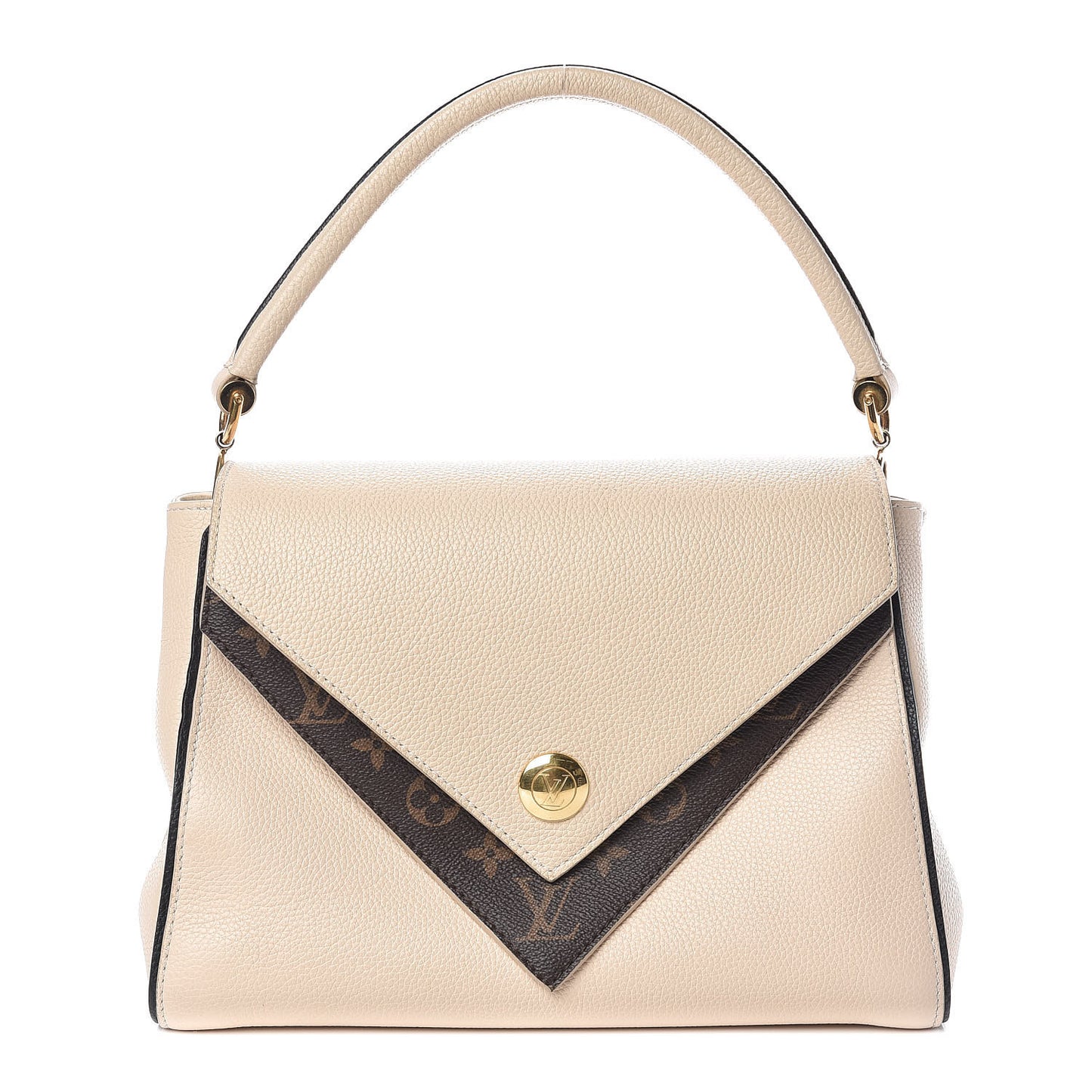 Grained Calfskin Monogram Double V Creme