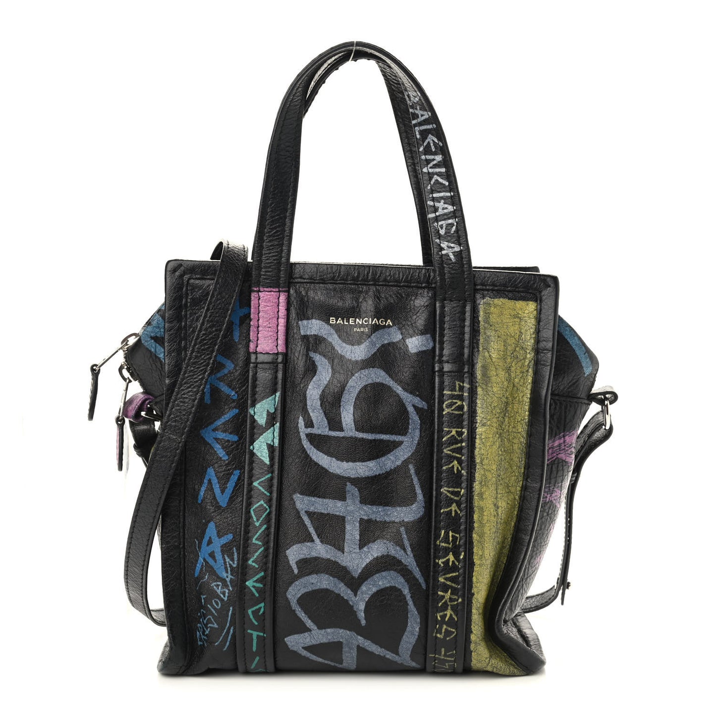 Agneau Arena Graffiti All Over XS Bazar Shopper Tote Black Multicolor