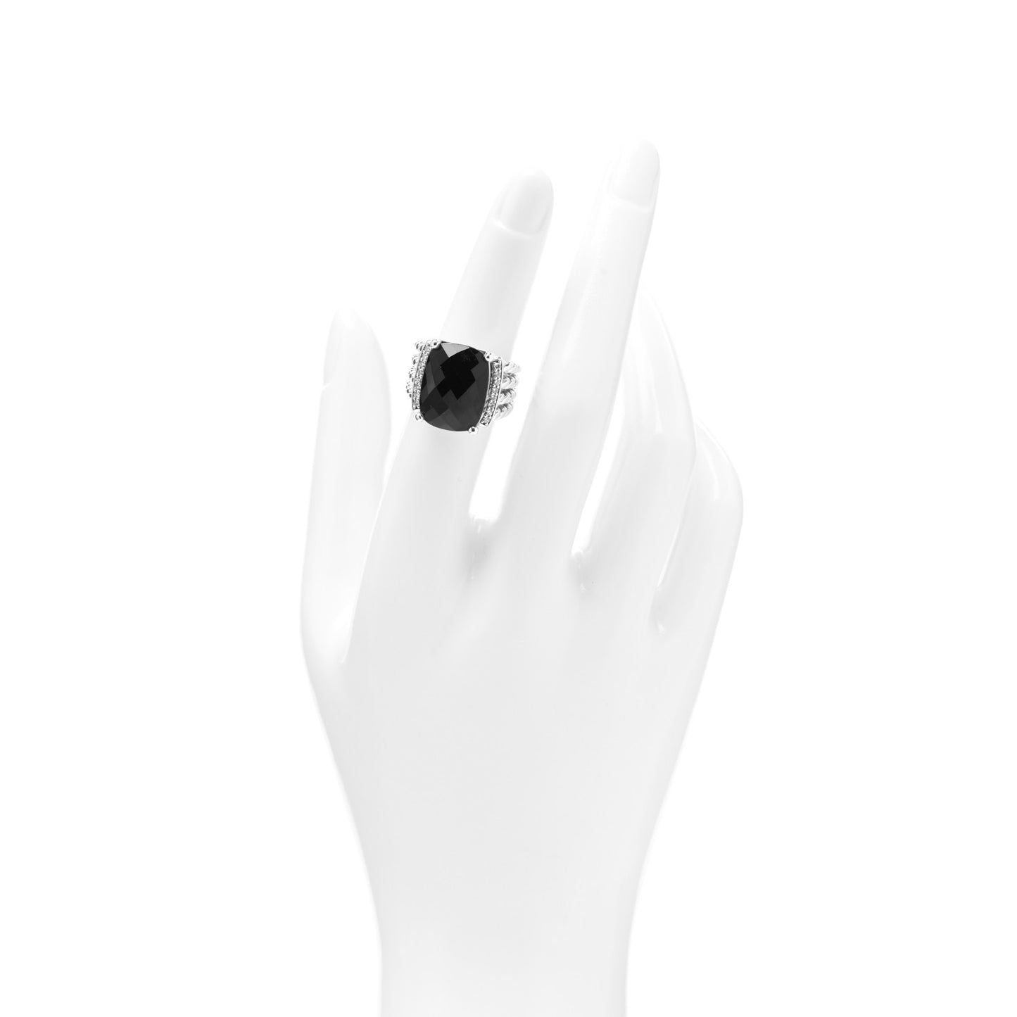 Sterling Silver Diamond Black Onyx 16mm Wheaton Ring 51 5.75