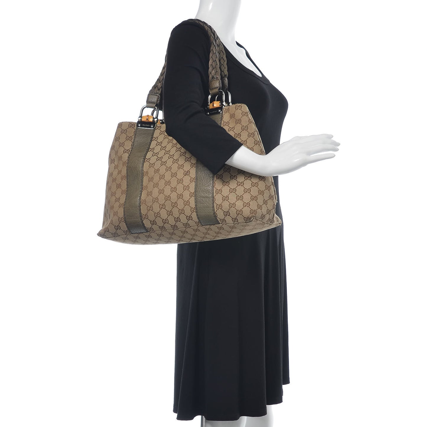 Monogram Medium Bamboo Bar Tote Olive