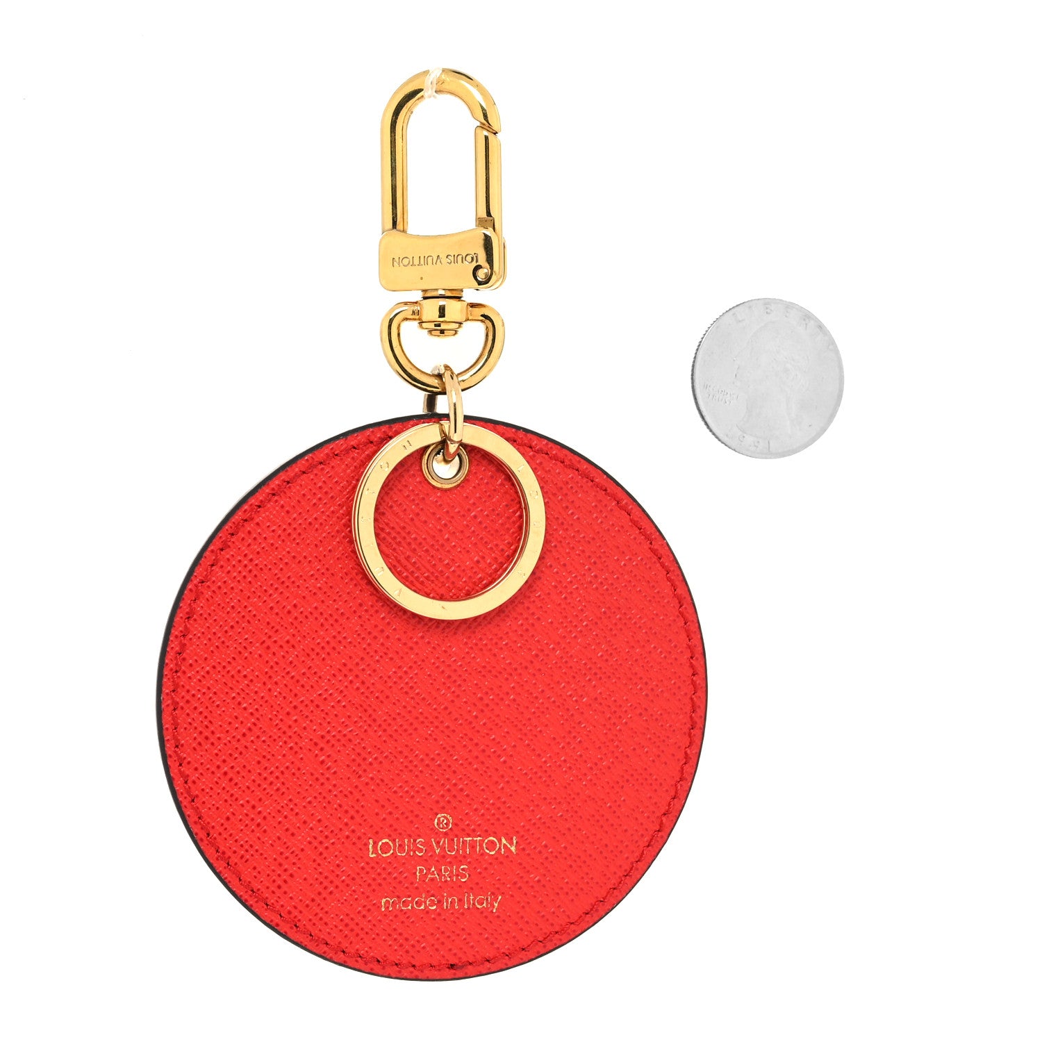 Louis Vuitton Calfskin Monogram Check Bag Charm Key Holder Red 2 of 4