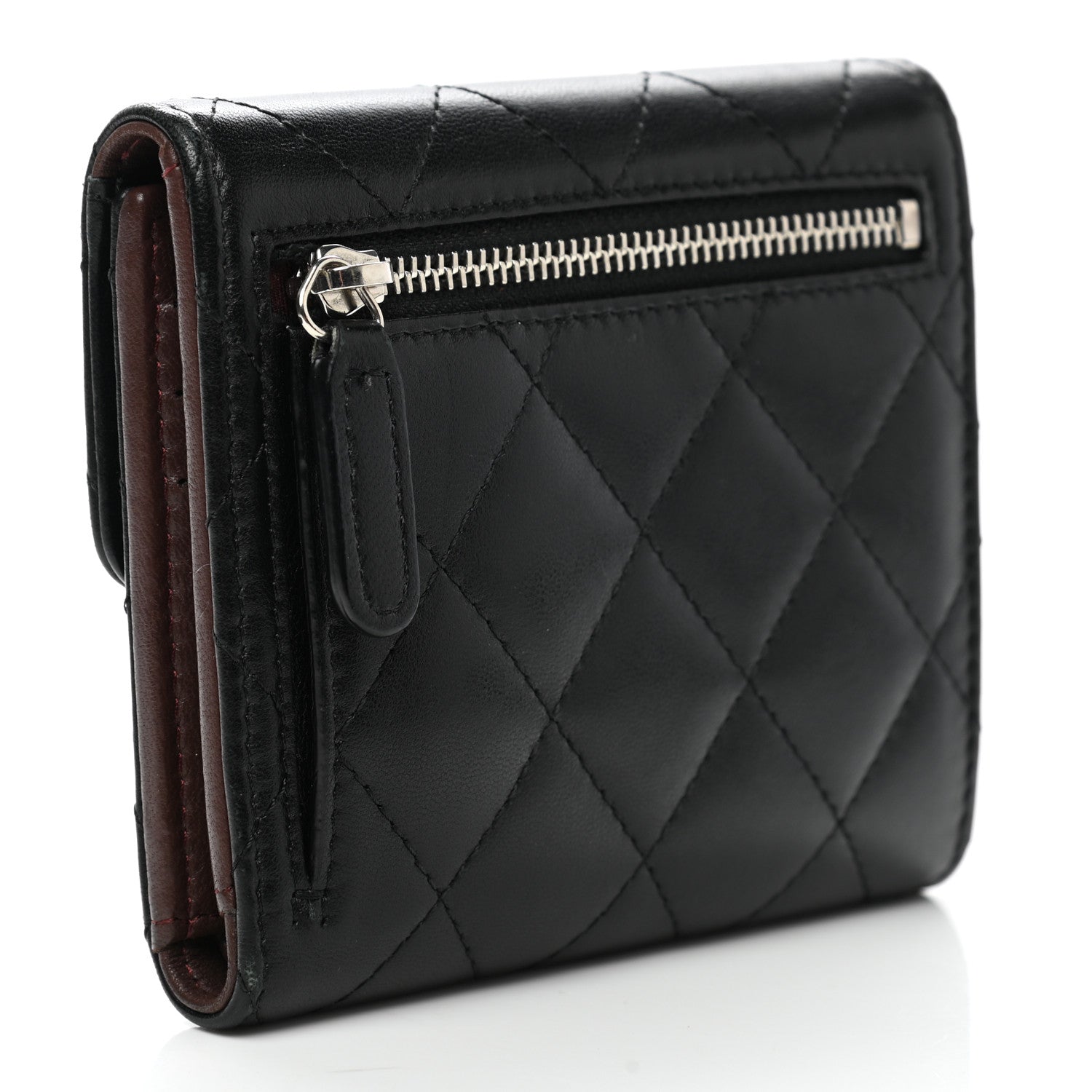 Chanel Lambskin Quilted Compact Flap Wallet Black 3 of 15