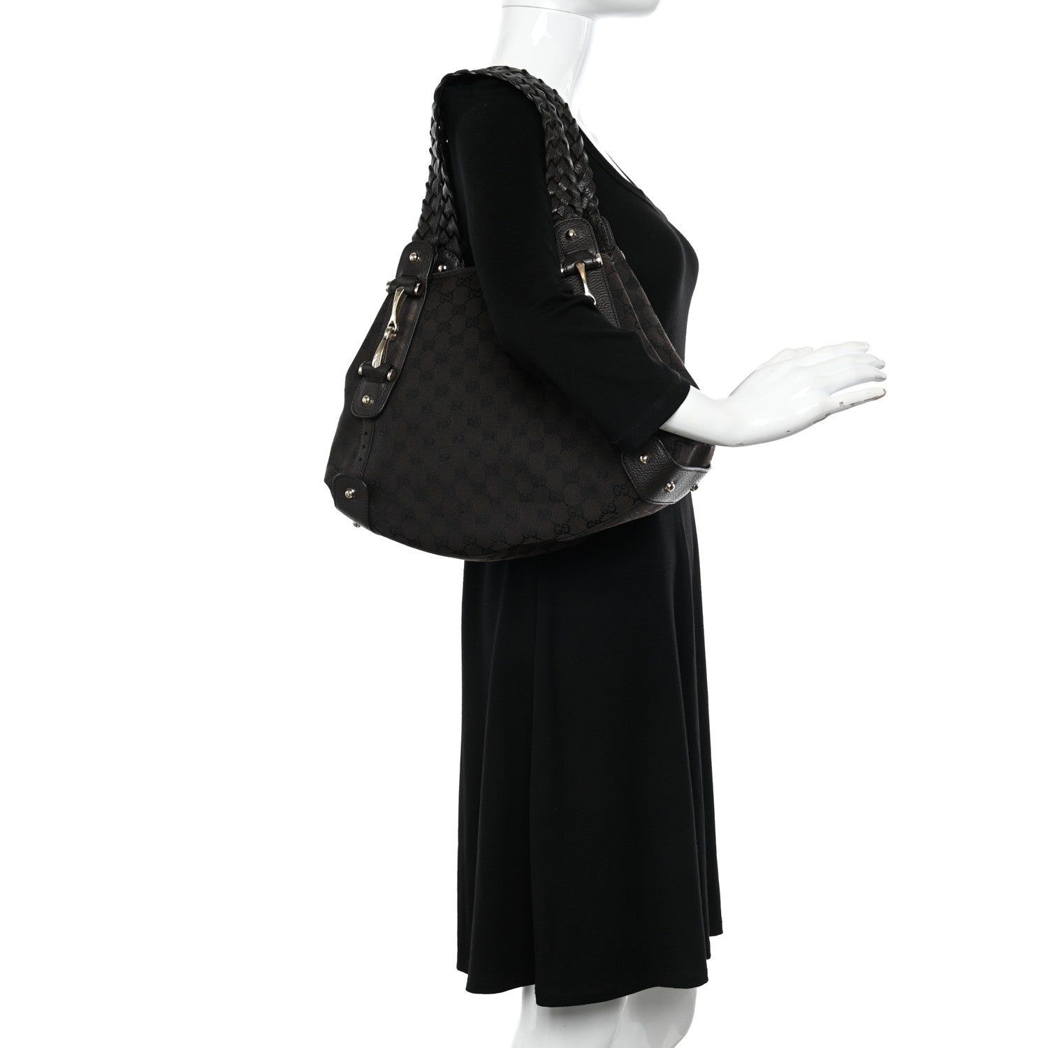 Gucci Monogram Small Pelham Shoulder Bag Black Brown 2 of 11