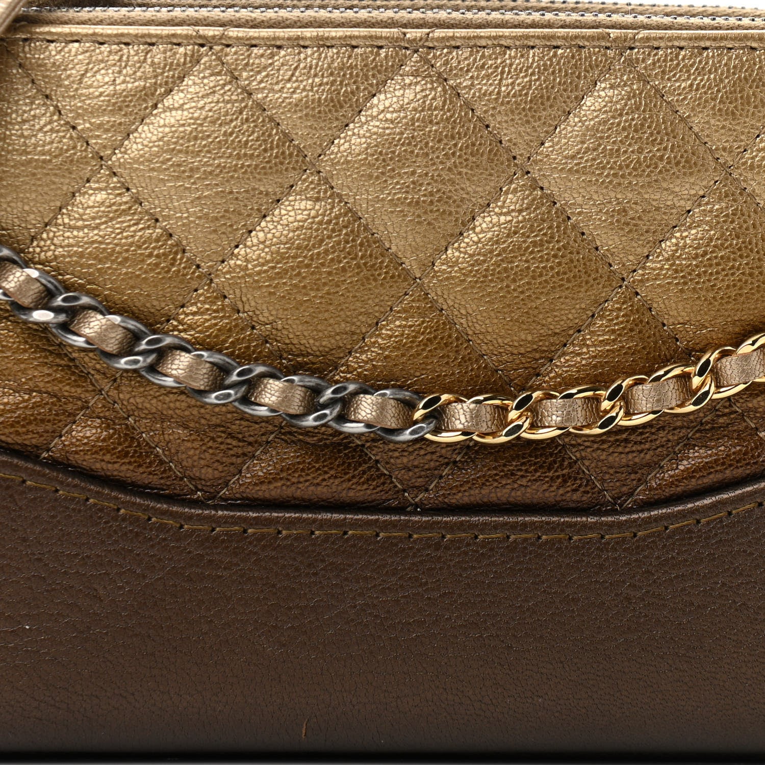 Chanel Metallic Goatskin Quilted Small Gabrielle Clutch With Chain Bronze 9 of 12
