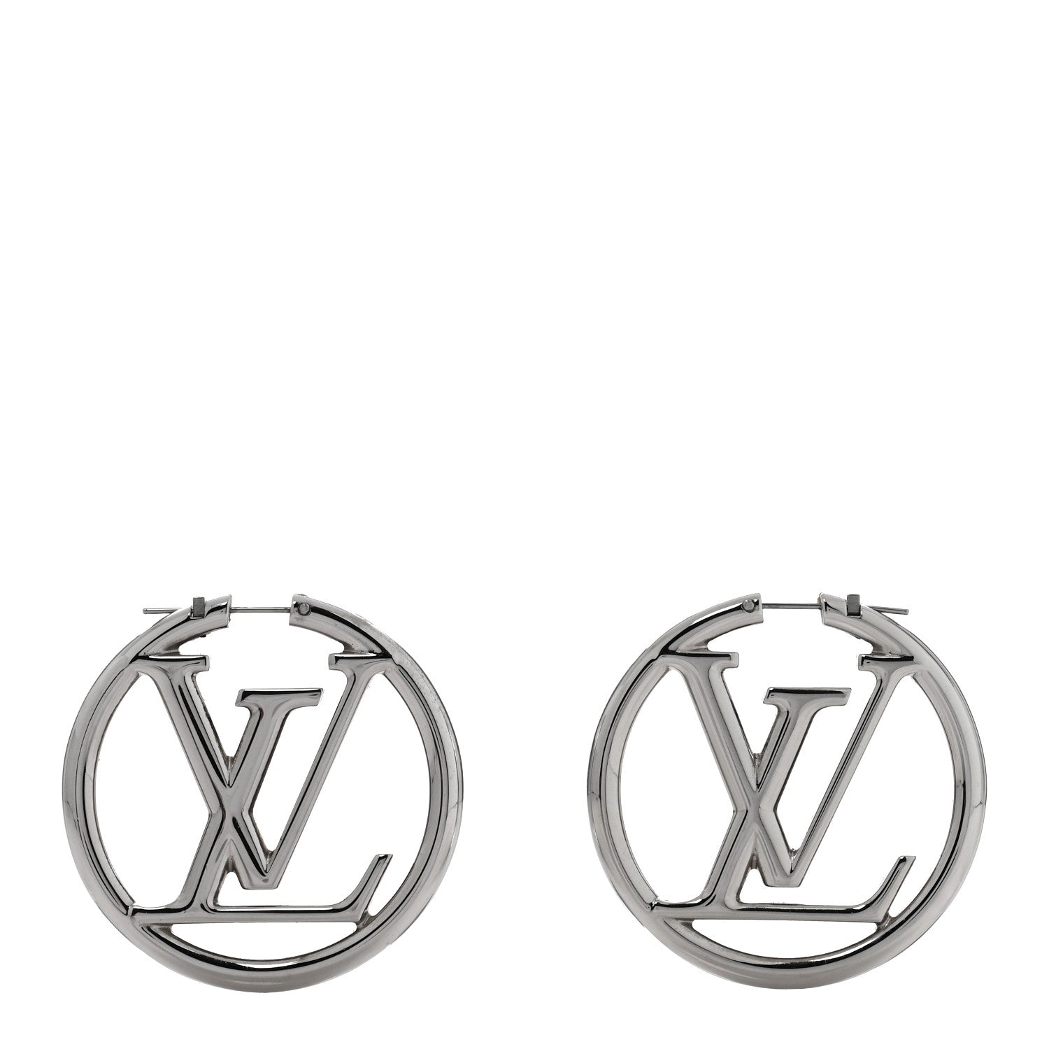 Louis Vuitton Palladium Louise Hoop Earrings Silver 1 of 5