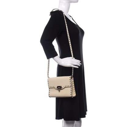 Valentino Garavani Pebbled Calfskin Medium Rockstud Flip Lock Crossbody Bag Light Ivory 2 of 10