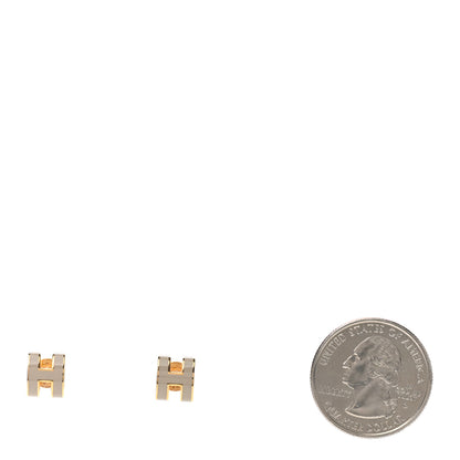 Hermes Gold Lacquered Mini Pop H Earrings Marron Glace 2 of 5