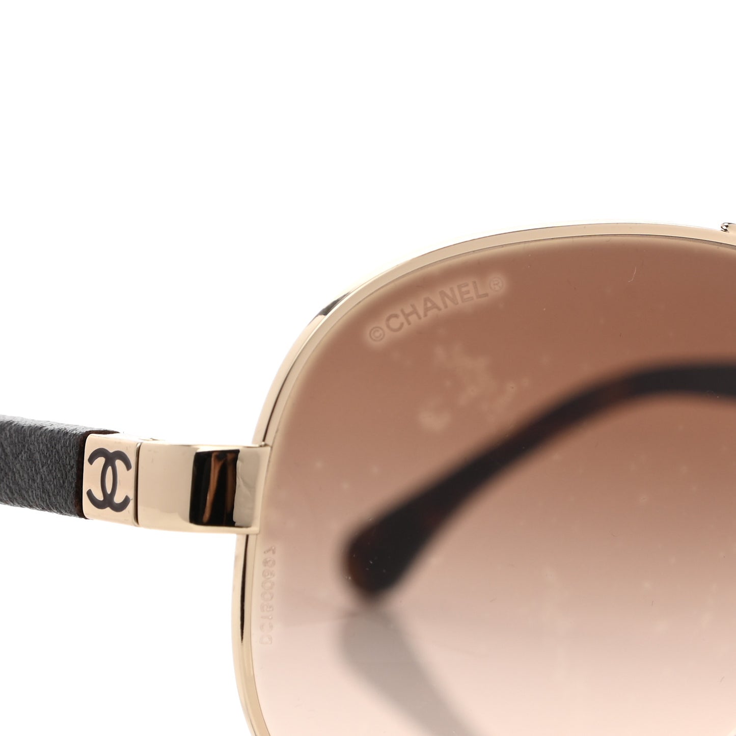 Lambskin Quilted CC Aviator Sunglasses 4195-Q Brown Gold