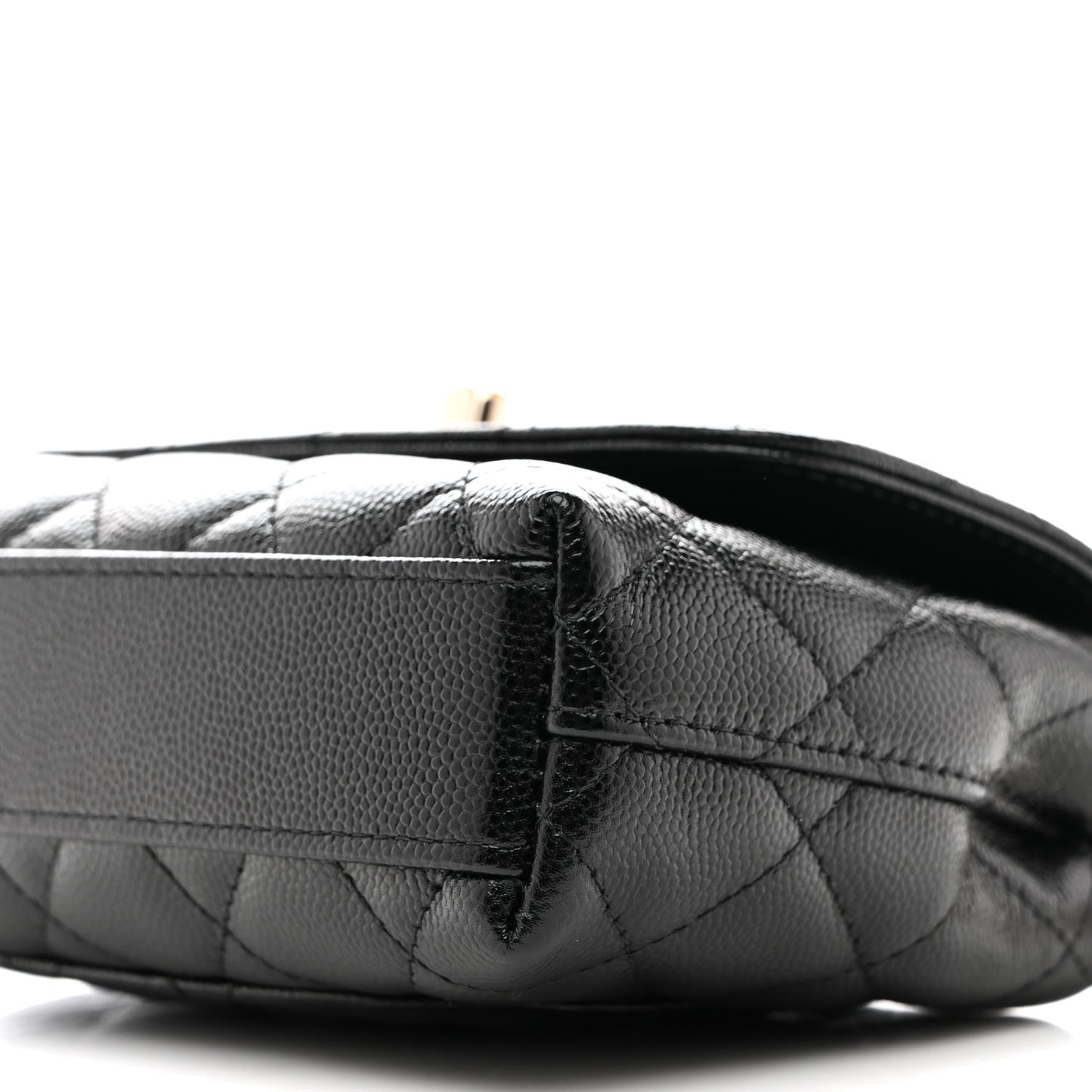 Caviar Quilted Coco Handle Clutch With Chain Black