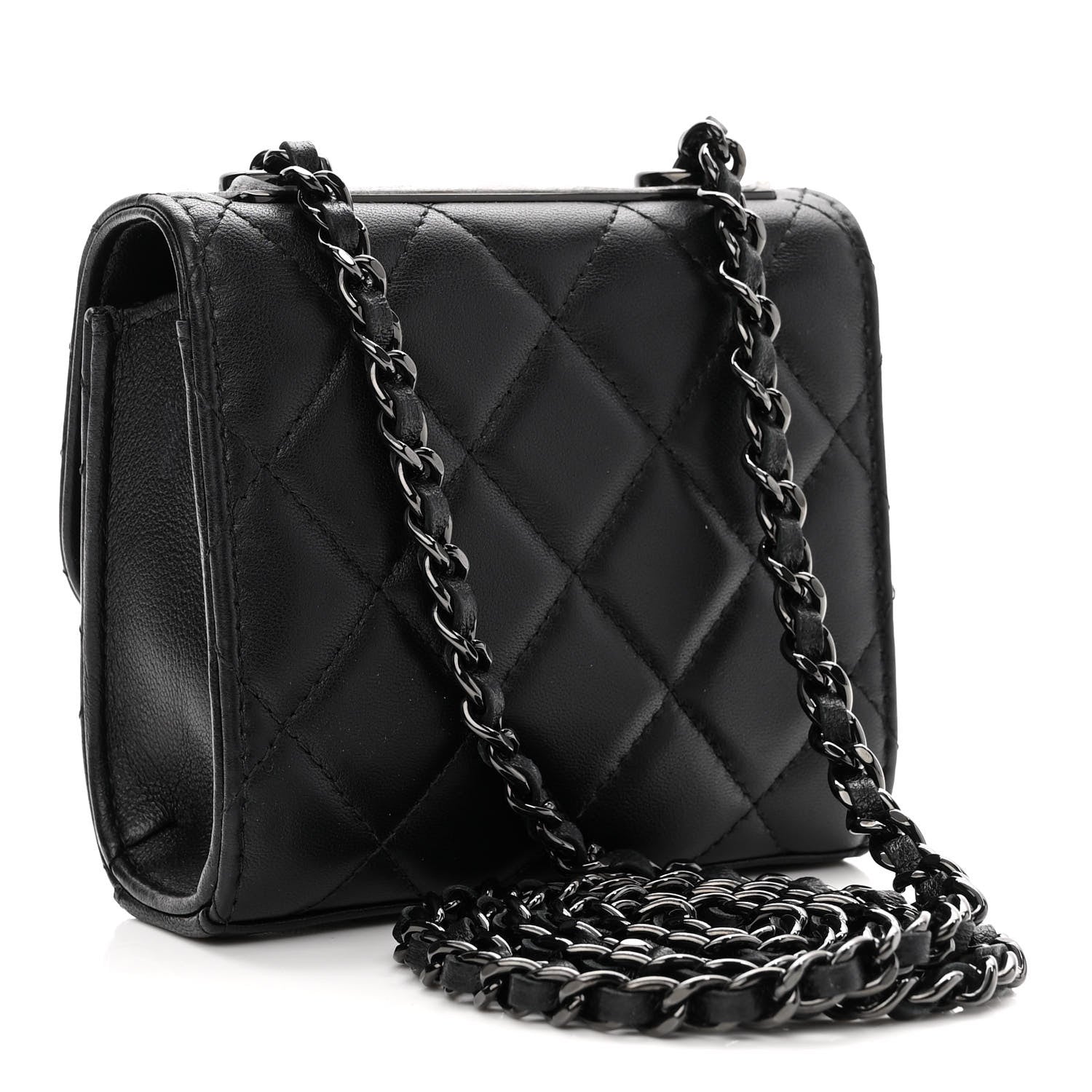 Chanel Lambskin Quilted Mini Trendy CC Chain Wallet So Black 3 of 10