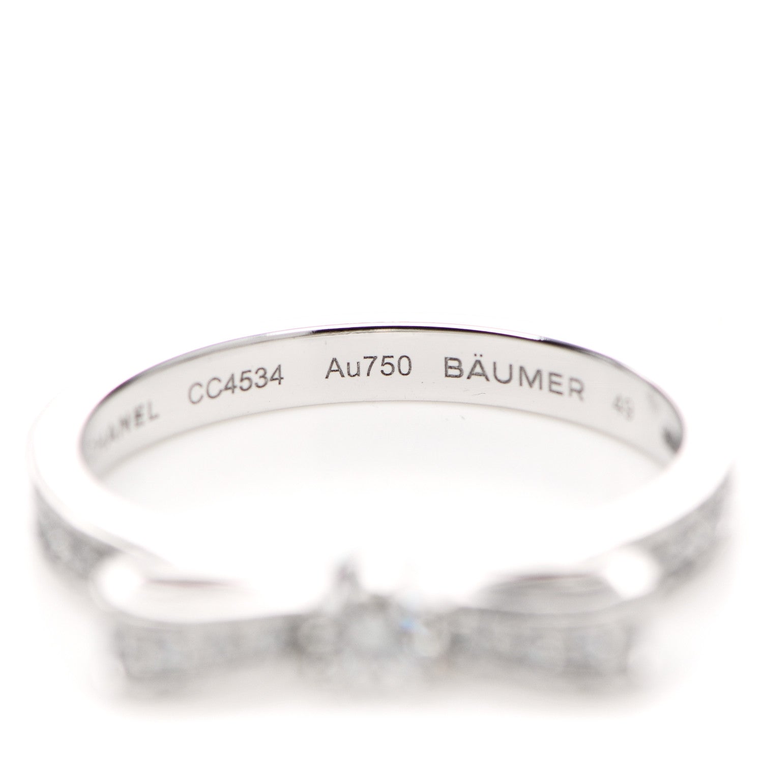 Chanel 18K White Gold Diamond Ruban Ring 49 4.75 6 of 8