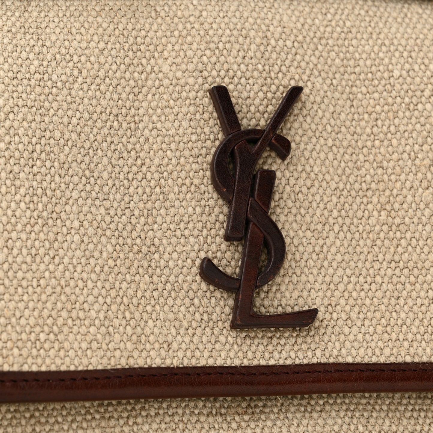 Cotton Canvas Vintage Calfskin Monogram Medium Niki Chain Satchel Natural Chocolate