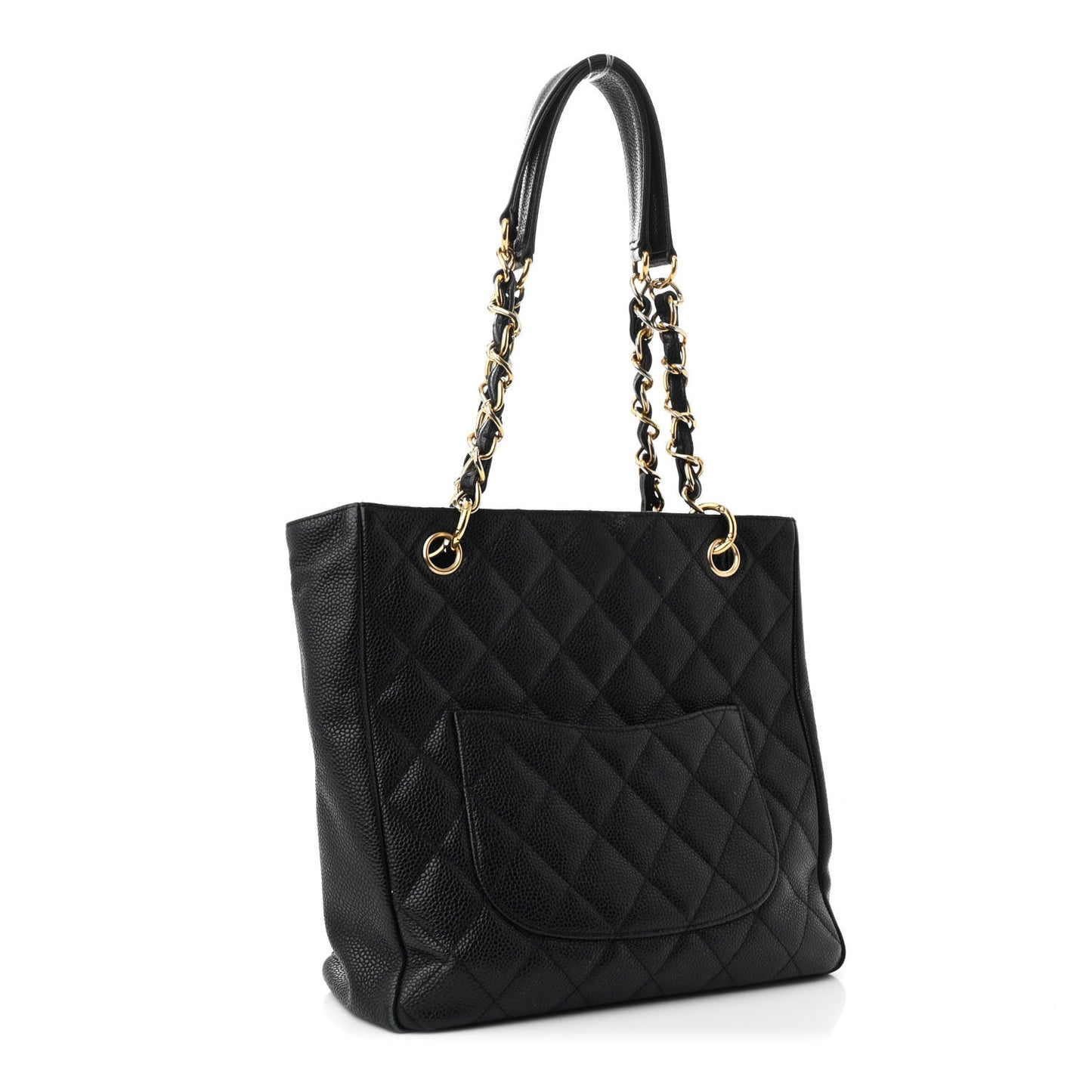 Caviar Quilted Petit Shopping Tote PST Black