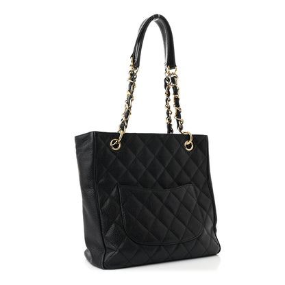 Chanel Caviar Quilted Petit Shopping Tote PST Black 3 of 10