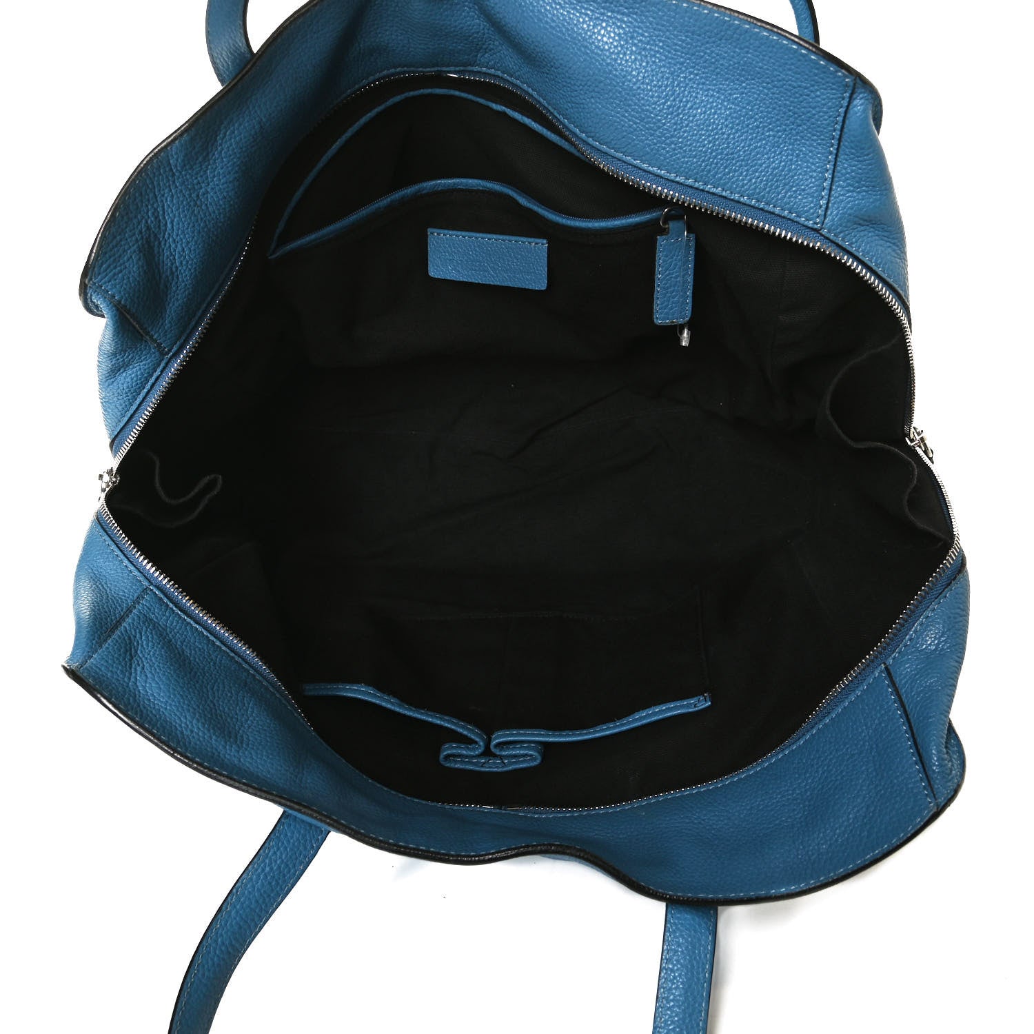 Alexander McQueen Pebbled Calfskin Large Skull Padlock Zip Around Tote Light Blue 5 of 17