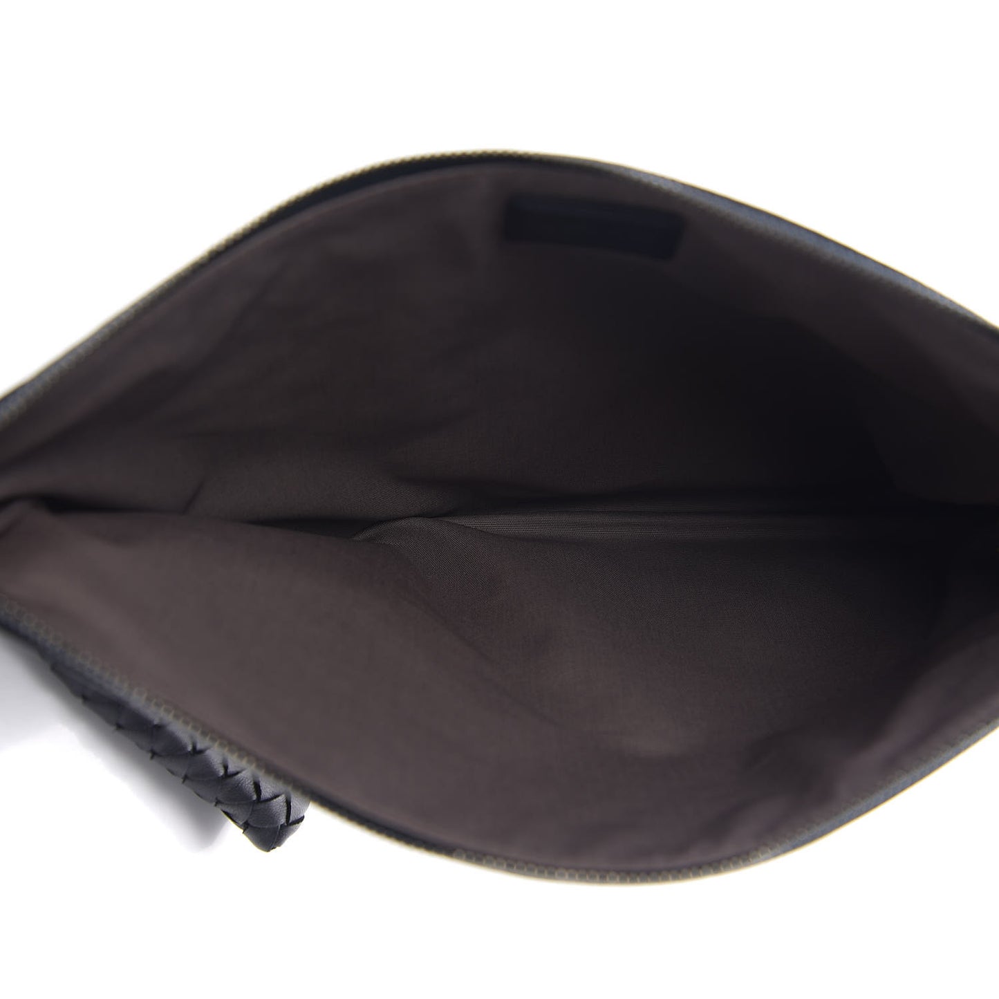 Nappa Intrecciato Large Flat Zip Biletto Pouch Black