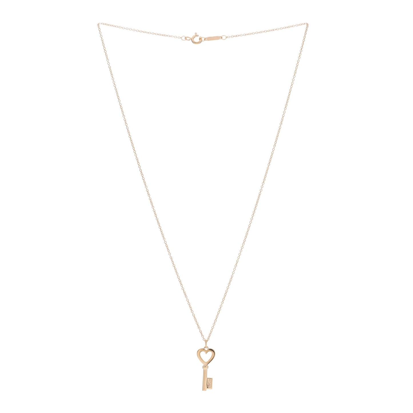 18K Rose Gold Mini Heart Key Pendant Necklace