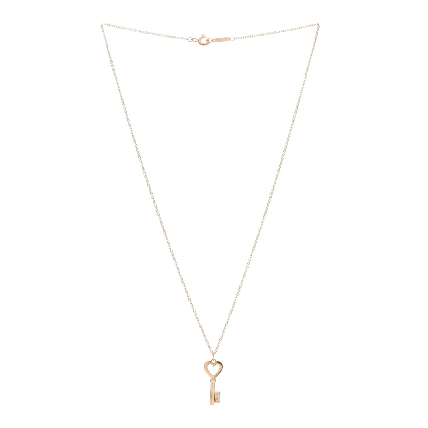 Tiffany 18K Rose Gold Mini Heart Key Pendant Necklace 3 of 4
