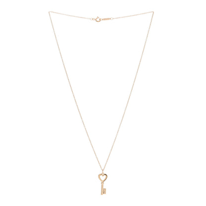 Tiffany 18K Rose Gold Mini Heart Key Pendant Necklace 3 of 4
