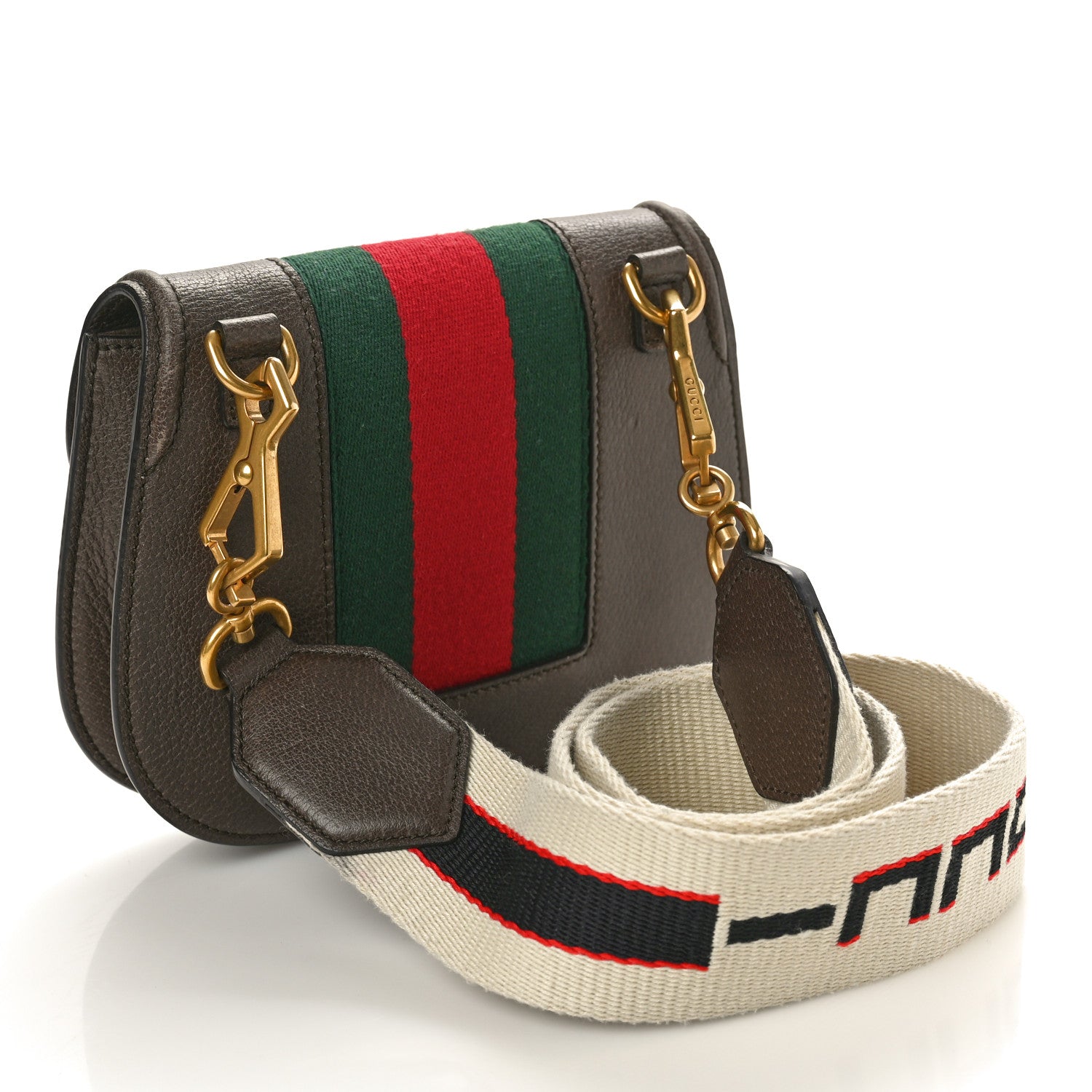 Gucci Textured Calfskin Web Crystal Heart Stripe Small Totem Shoulder Bag New Acero 3 of 10