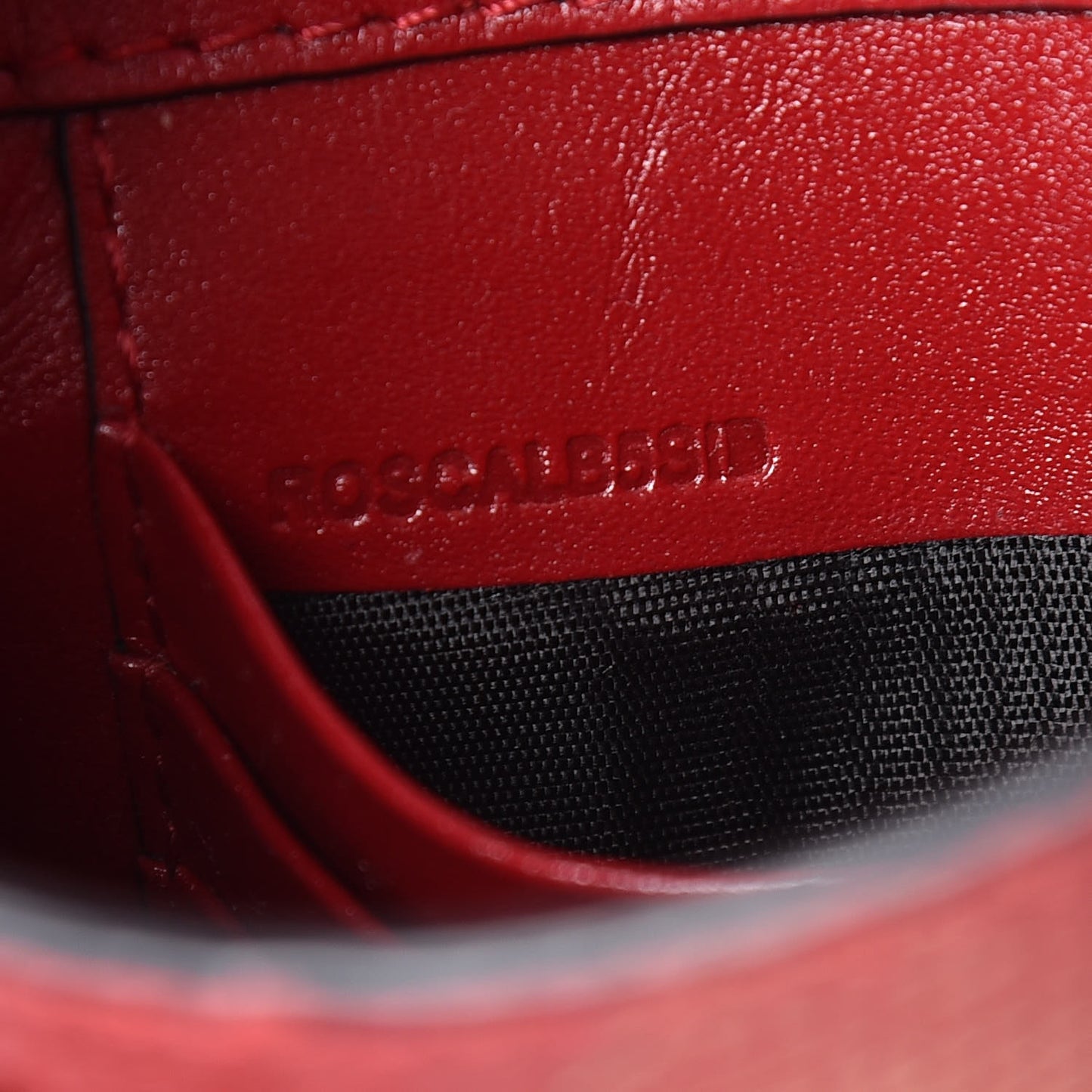 Signature Grain Calfskin Check Embossed Langley Crossbody Military Red