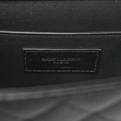 Saint Laurent Grain De Poudre Textured Mixed Matelasse Triquilt Small Monogram Satchel Black 6 of 9