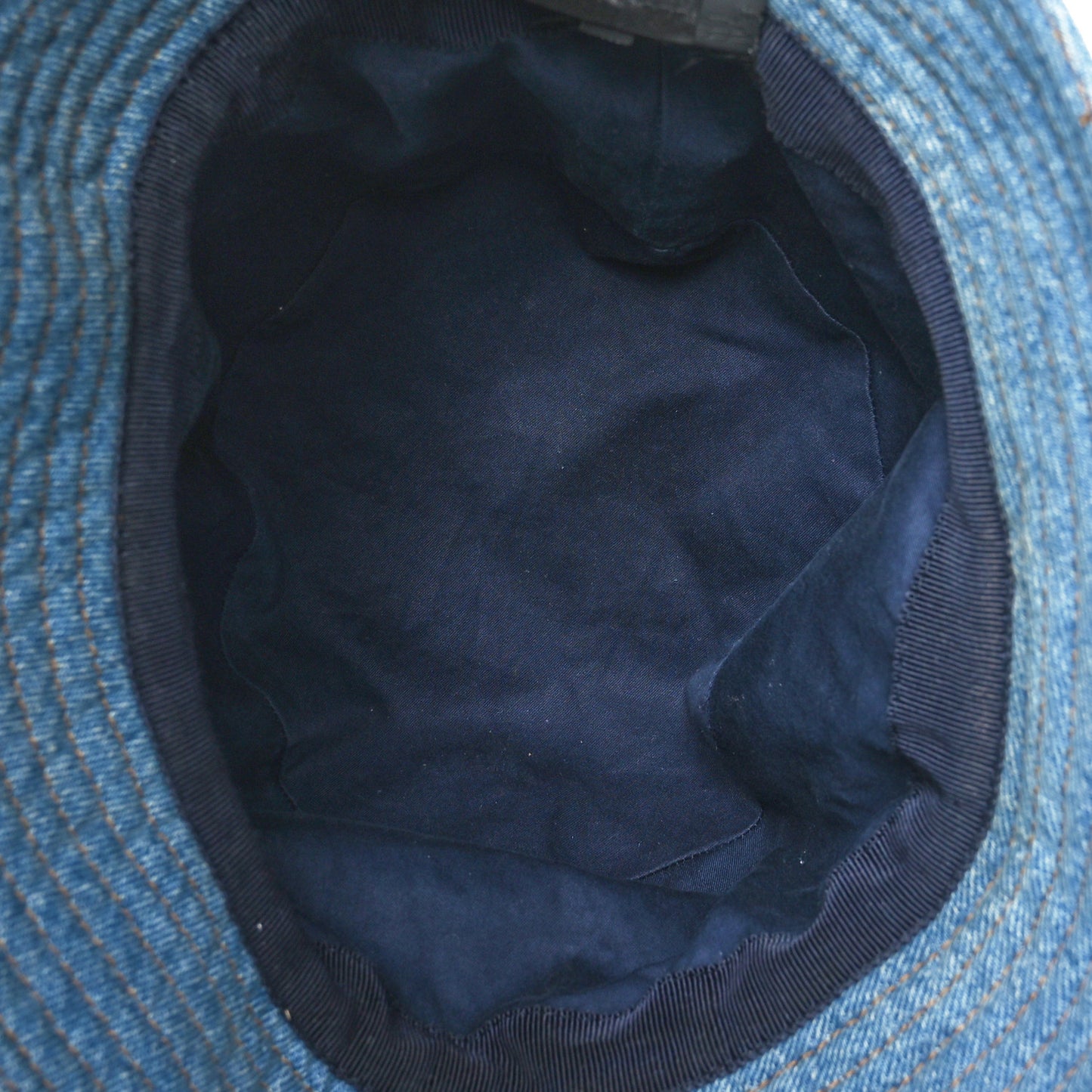 Used Denim Metal Triangle Logo Mens Bucket Hat XXL Light Blue