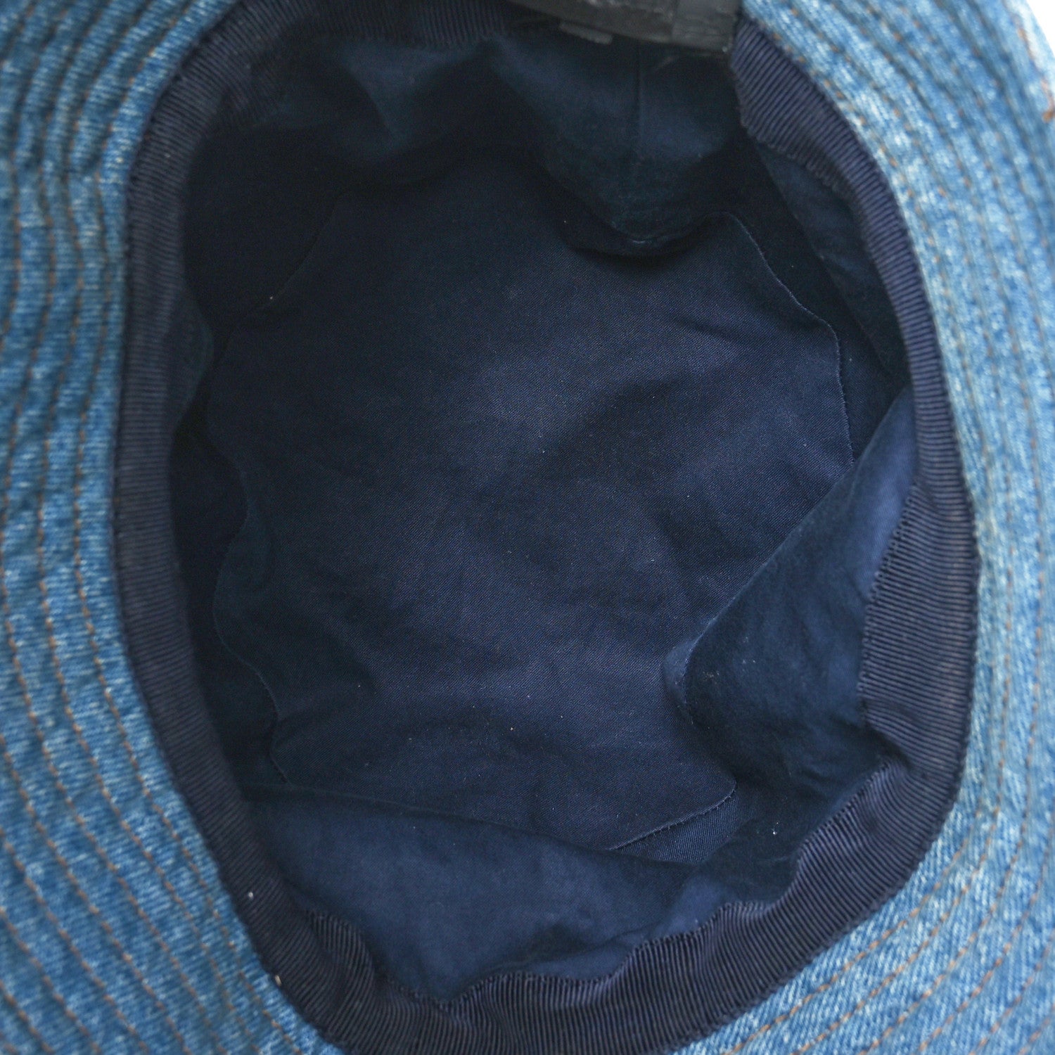 Prada Used Denim Metal Triangle Logo Mens Bucket Hat XXL Light Blue 7 of 9