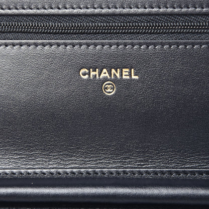 Chanel Tweed Quilted Wallet On Chain WOC Black Ecru White 6 of 10