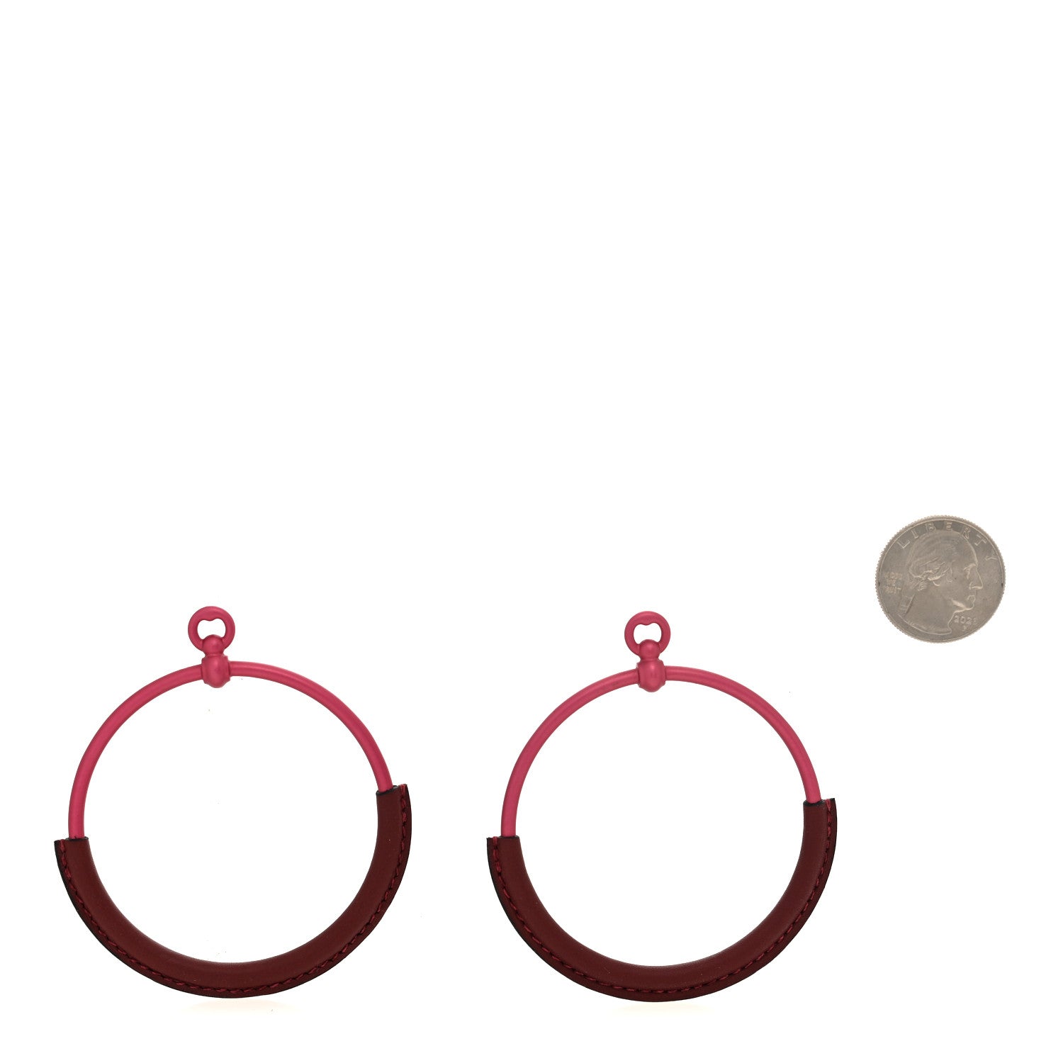 Hermes Aluminum Sunset Swift Loop Earrings GM Rose Couture Rouge H