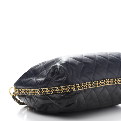 Chanel Calfskin Quilted Coco Shelter Bowling Bag Navy 8 of 11
