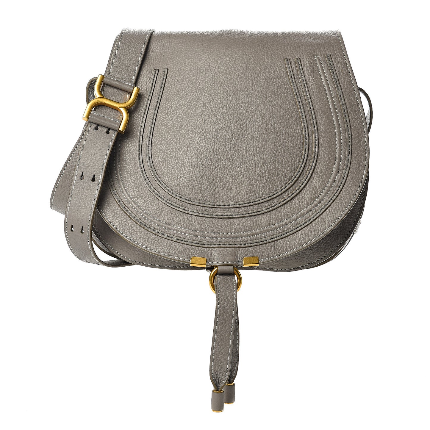 Calfskin Medium Marcie Round Crossbody Bag Cashmere Grey