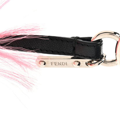 Fendi Shiny Nappa Goat Fox Fur Studded Punkito Karlito Bag Charm White Black Azalea 4 of 4
