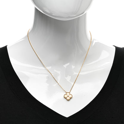 Van Cleef & Arpels 18K Yellow Gold Diamond Yellow Mother of Pearl Vintage Alhambra Pendant Necklace 2 of 5