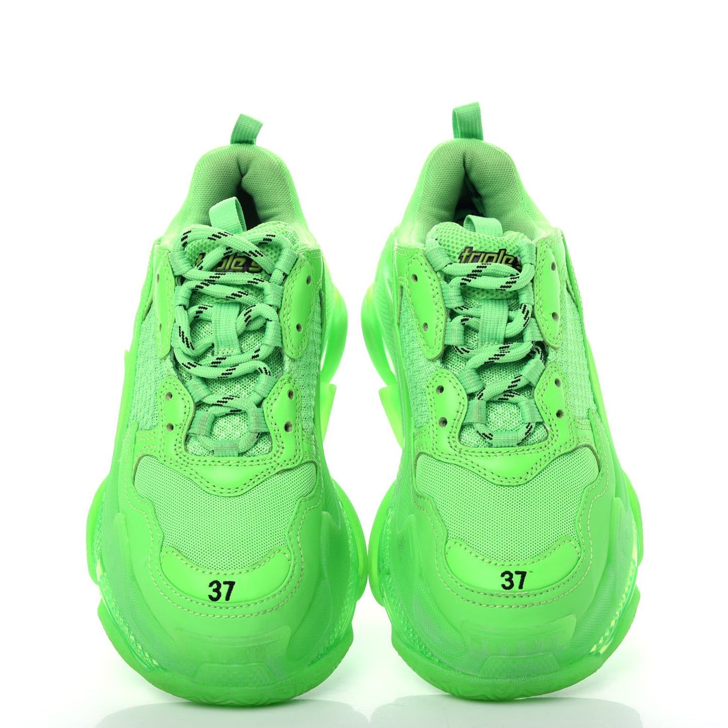 Fabric Mesh Clear Sole Womens Triple S Sneakers 37 Fluo Green