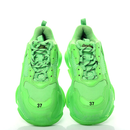 Balenciaga Fabric Mesh Clear Sole Womens Triple S Sneakers 37 Fluo Green 5 of 10