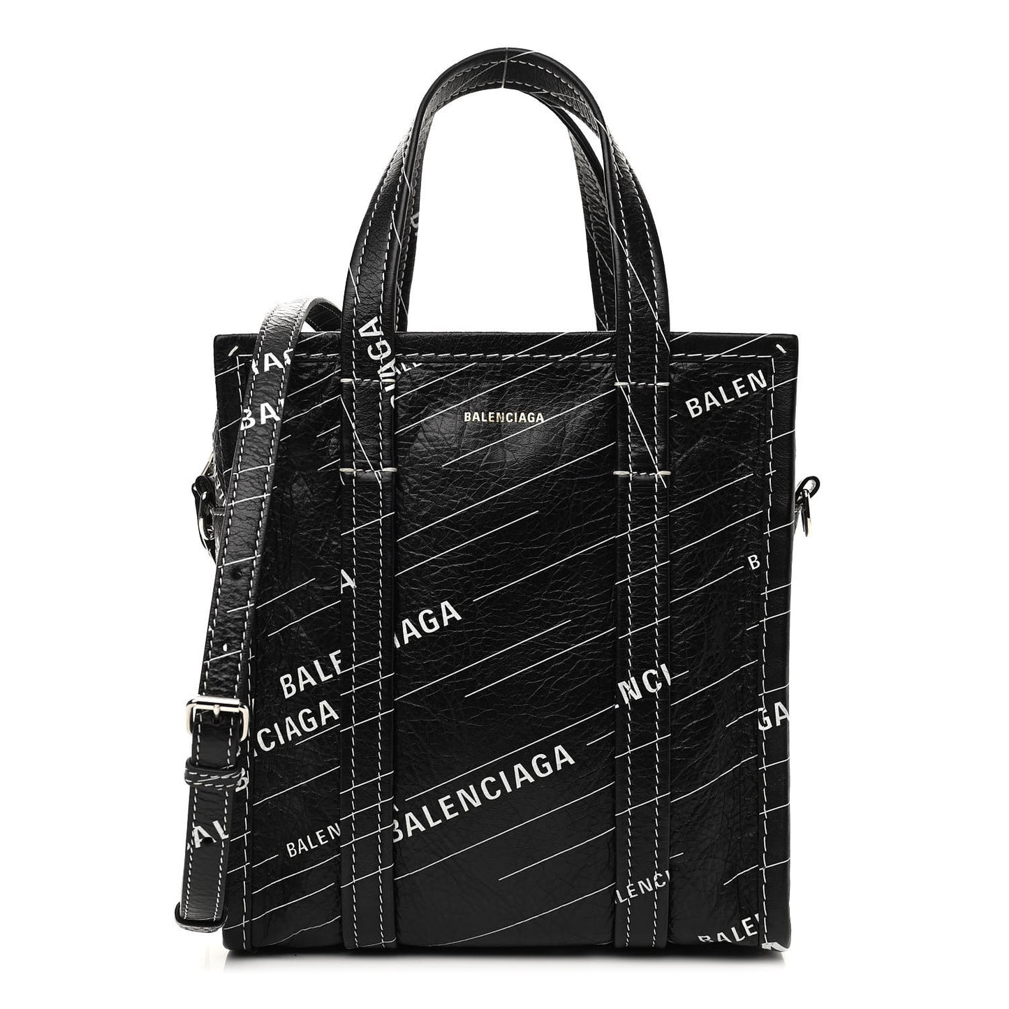 Agneau Arena Logo Multicolor Print XS Bazar Shopper Tote Black White