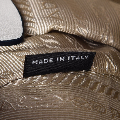 Prada Vitello Bi-Color Top Handle Bowler Bag Talco 8 of 8