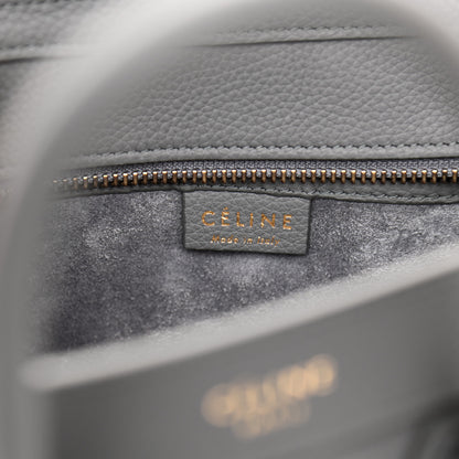 Celine Drummed Calfskin Nano Luggage Kohl 6 of 10
