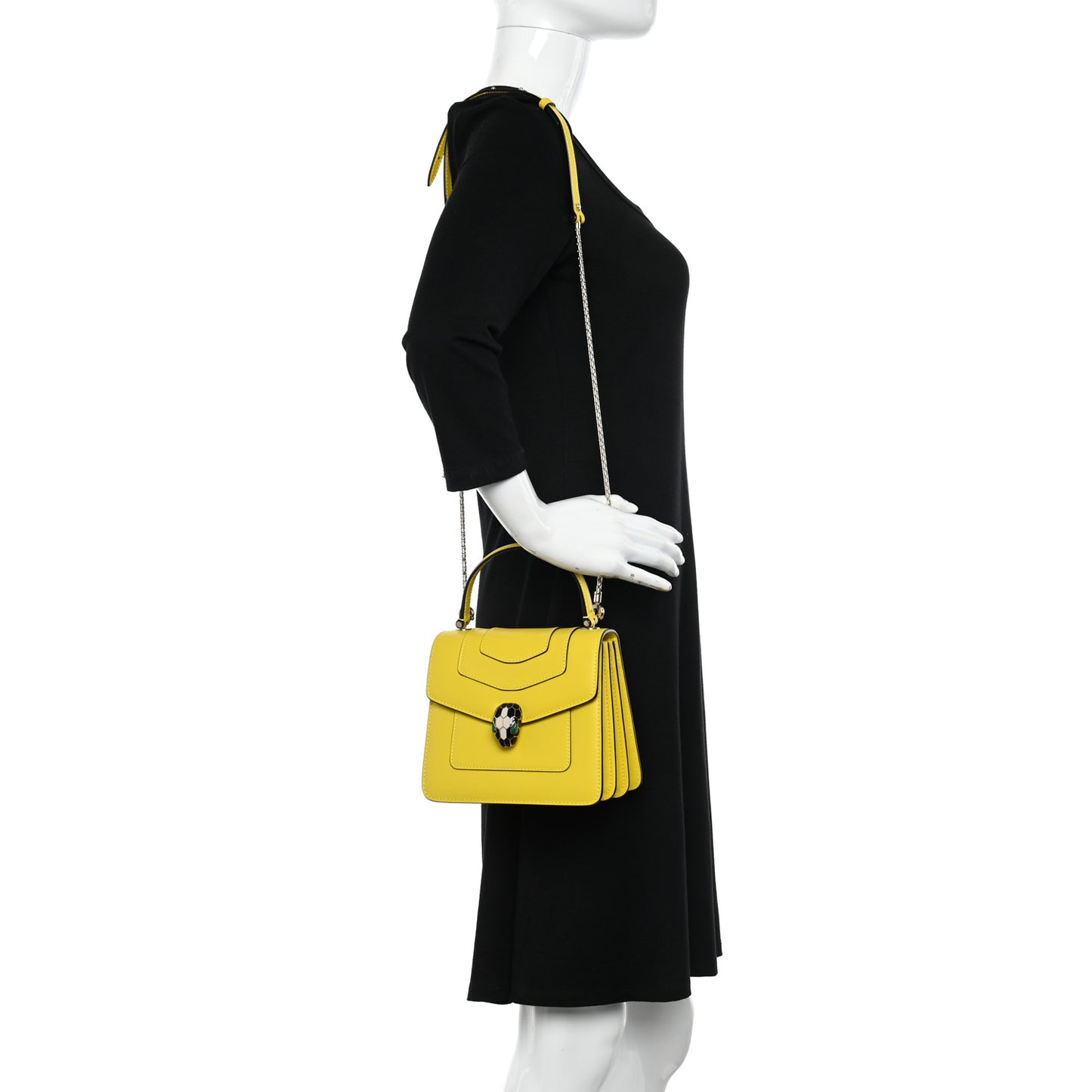 Calfskin Serpenti Forever Top Handle Yellow