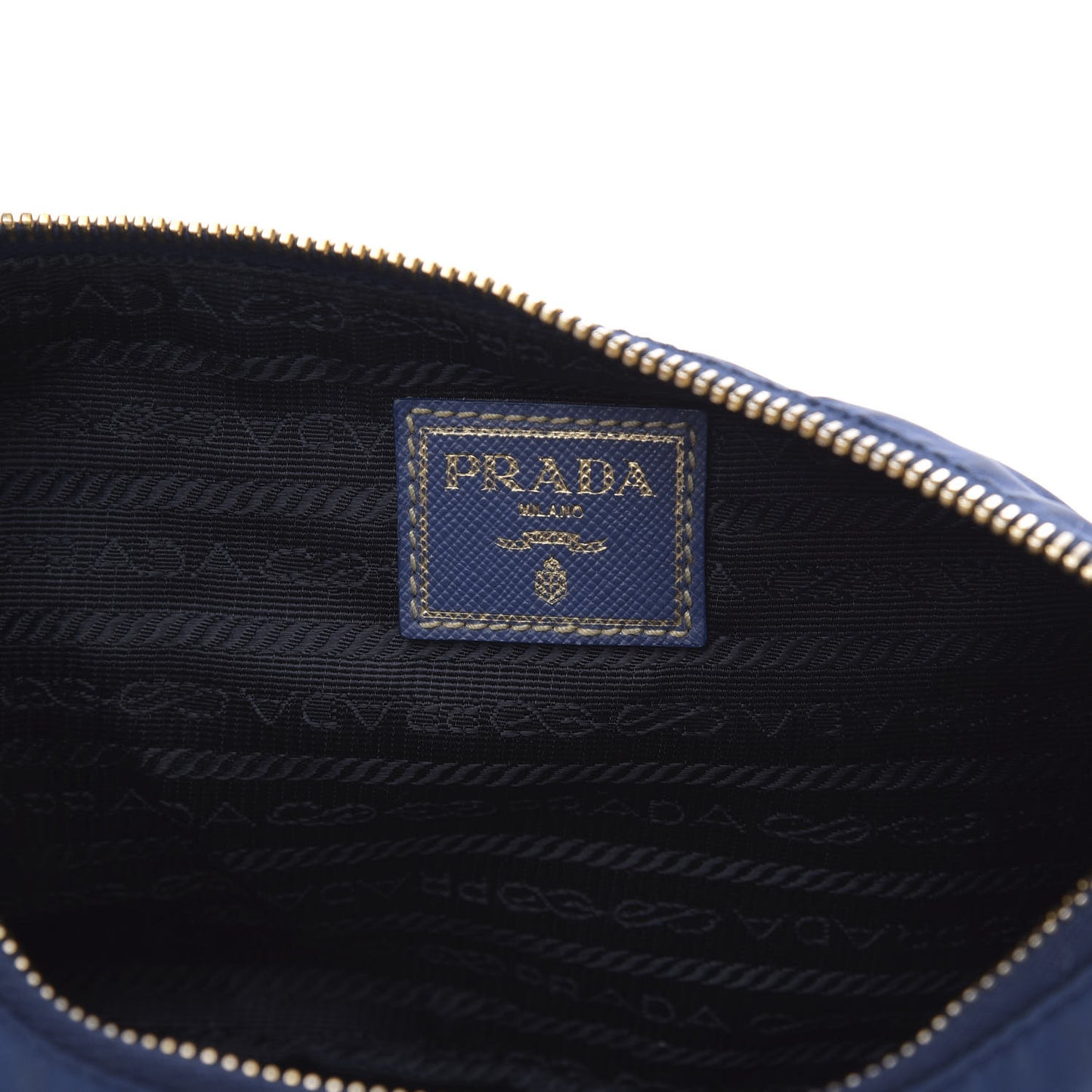 Tessuto Nylon Saffiano Pochette Bag Bluette