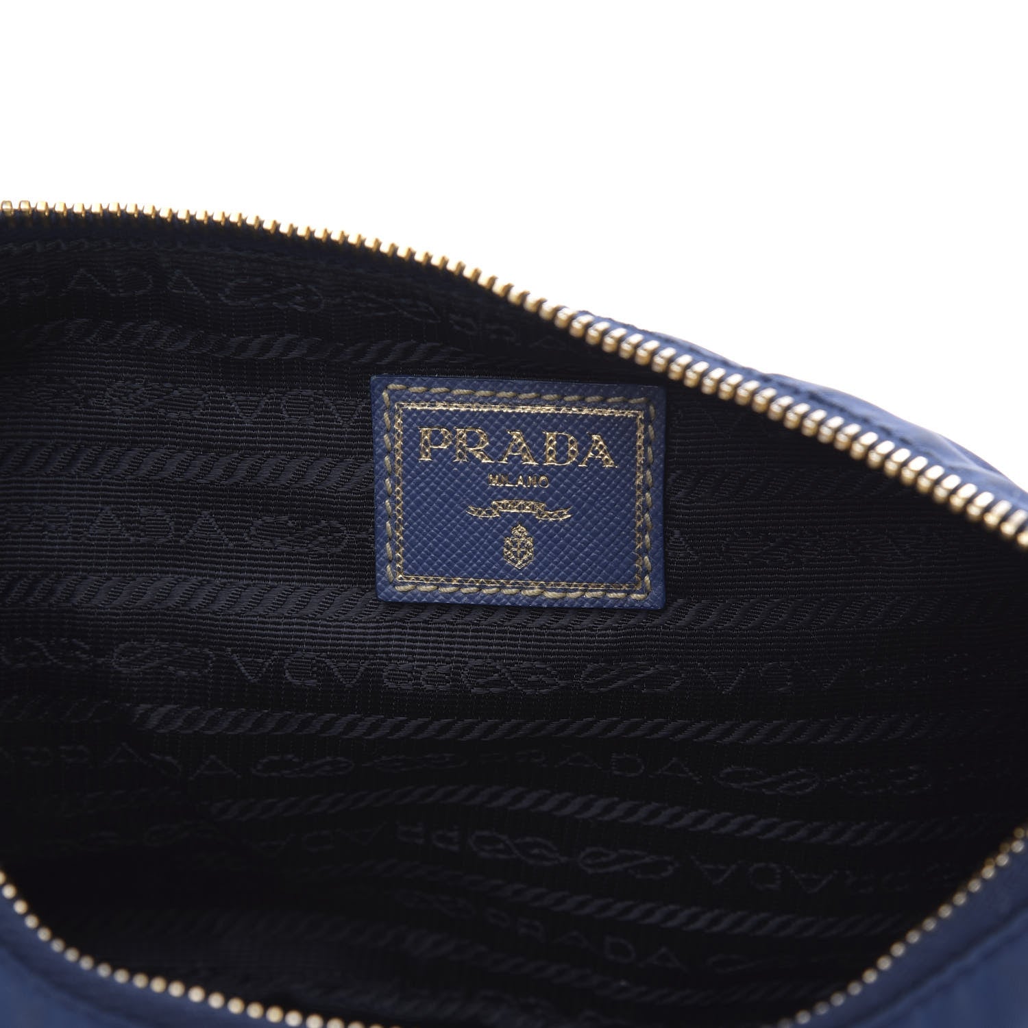 Prada Tessuto Nylon Saffiano Pochette Bag Bluette 6 of 10