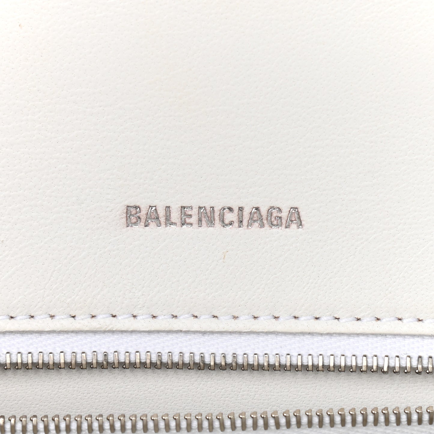 Grained Calfskin Small Hourglass Top Handle Bag White