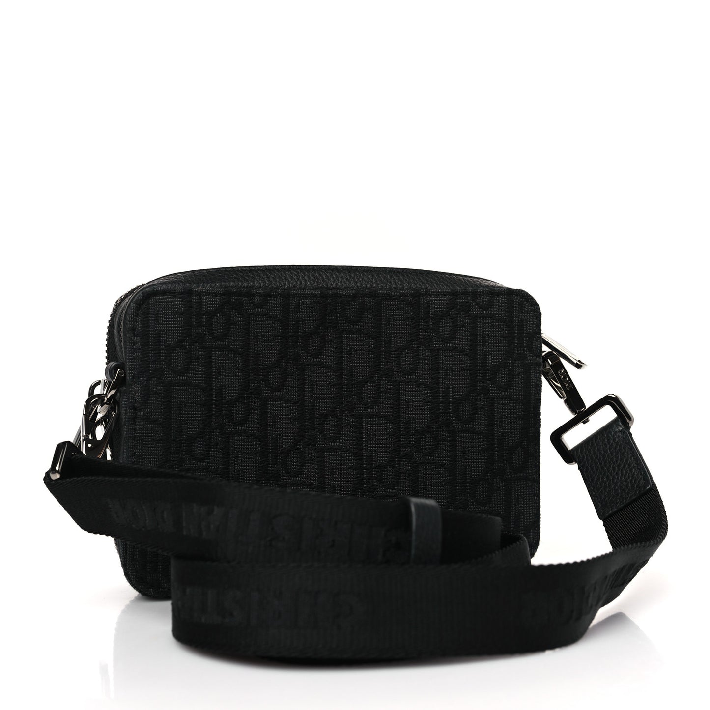 Oblique Zipped With Strap Pouch Black