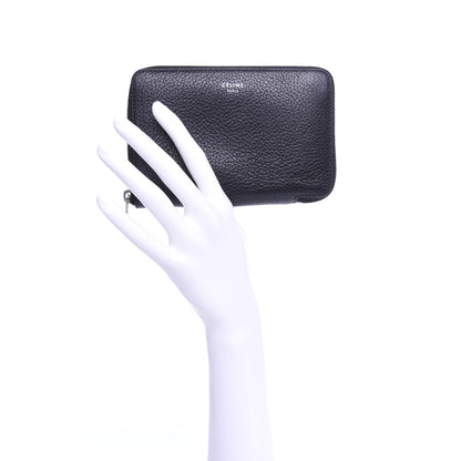 Celine Drummed Calfskin Zip Around Multifunction Wallet Black Citron 2 of 6