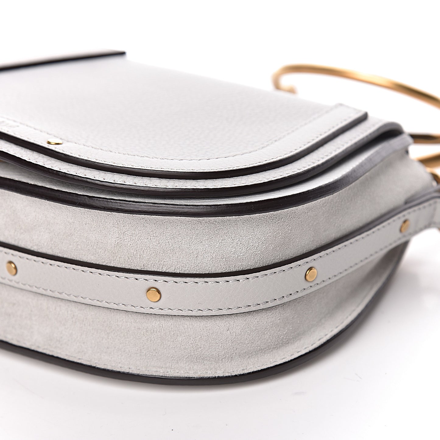 Calfskin Suede Small Nile Bracelet Bag Airy Grey